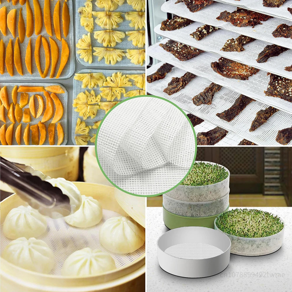 10Pcs Silicone Dehydrator Sheets 15.7x15.7 Inch Premium Non-Stick Mesh Mat Fruit Food Dehydrator Reu