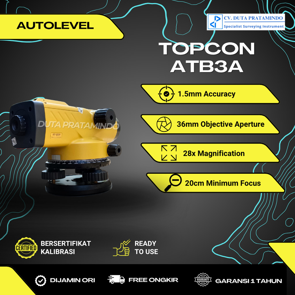 Waterpass TOPCON AT-B3A / Autolevel TOPCON ATB-3A Complete Set