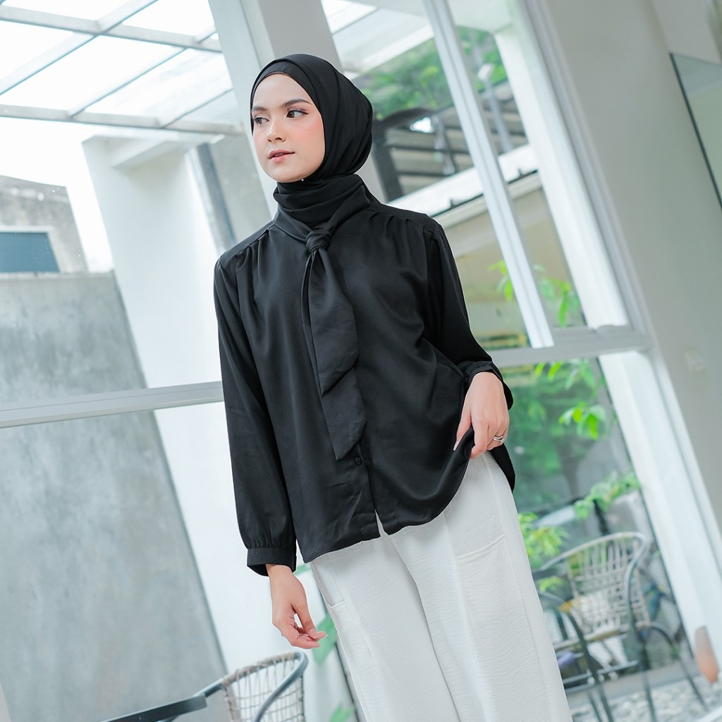 (KATUSAID) Dean's - Kemeja Korea Wanita | Kemeja Putih Wanita | Atasan Wanita Kemeja Dasi | TANDIA S