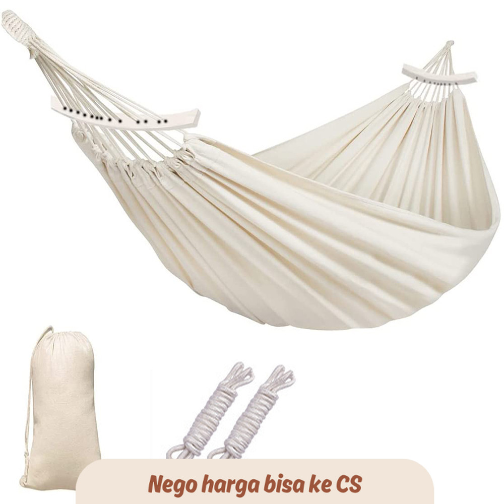 LL Portable 2 Person Hammock Colorful Stripe Hammocks Swing with Spreader Bar Carry Bag for Patio La