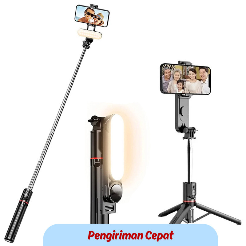 PCP Selfie Stick Phone Tripod Stand with Lamp Wireless Remote Extendable Portable Mini Tripods 360 R