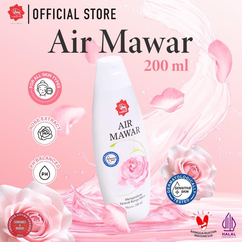 Viva Cosmetics Viva Air Mawar 200 ml - Toner Wajah Bunga Mawar Merah untuk Kulit Kering & Segar - Pr