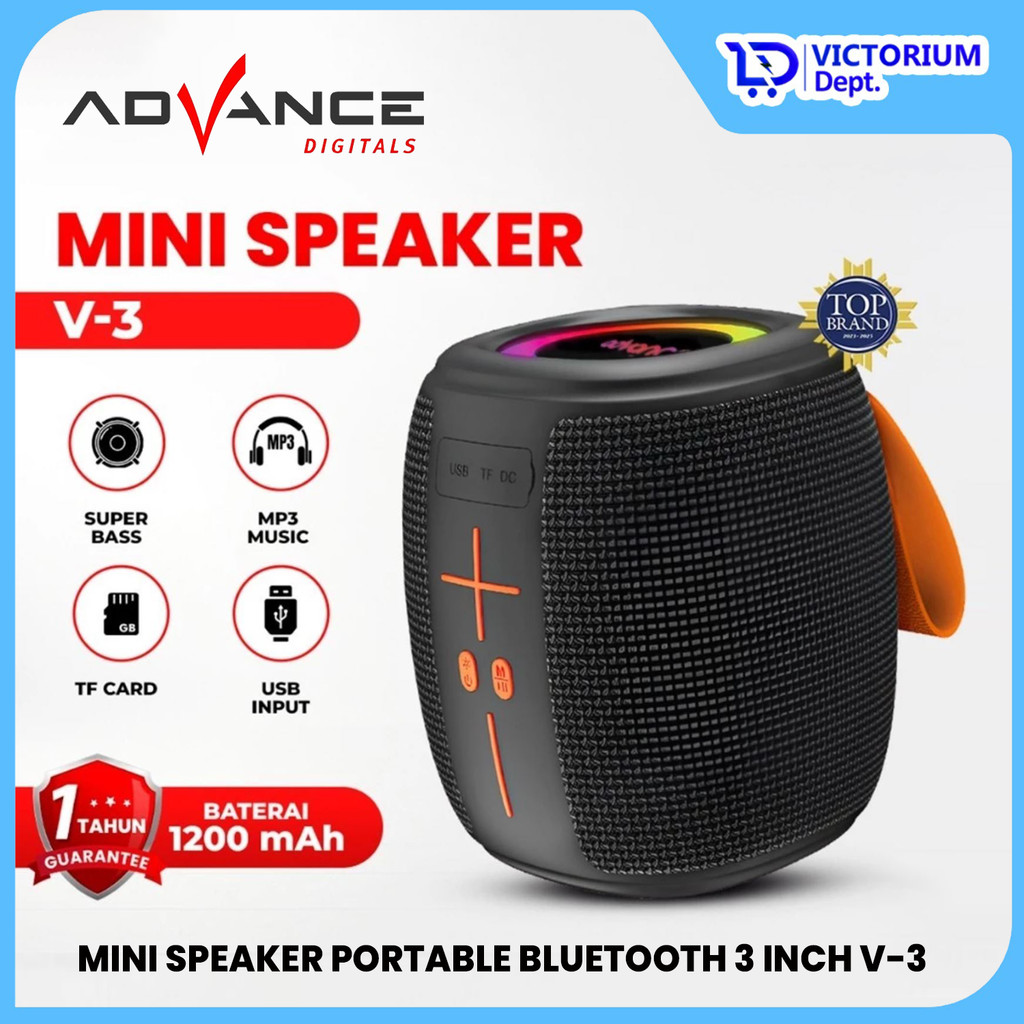 VICTORIUM - ADVANCE V-3 MINI SPEAKER PORTABLE BLUETOOTH BASS 3 INCH SPEAKER ADVANCE V3