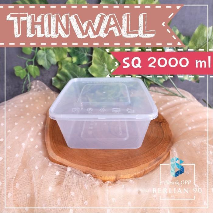 Thinwall Square SQ 2000 ml Kotak Thinwall Kotak Makan Makanan Plastik - Thinwall