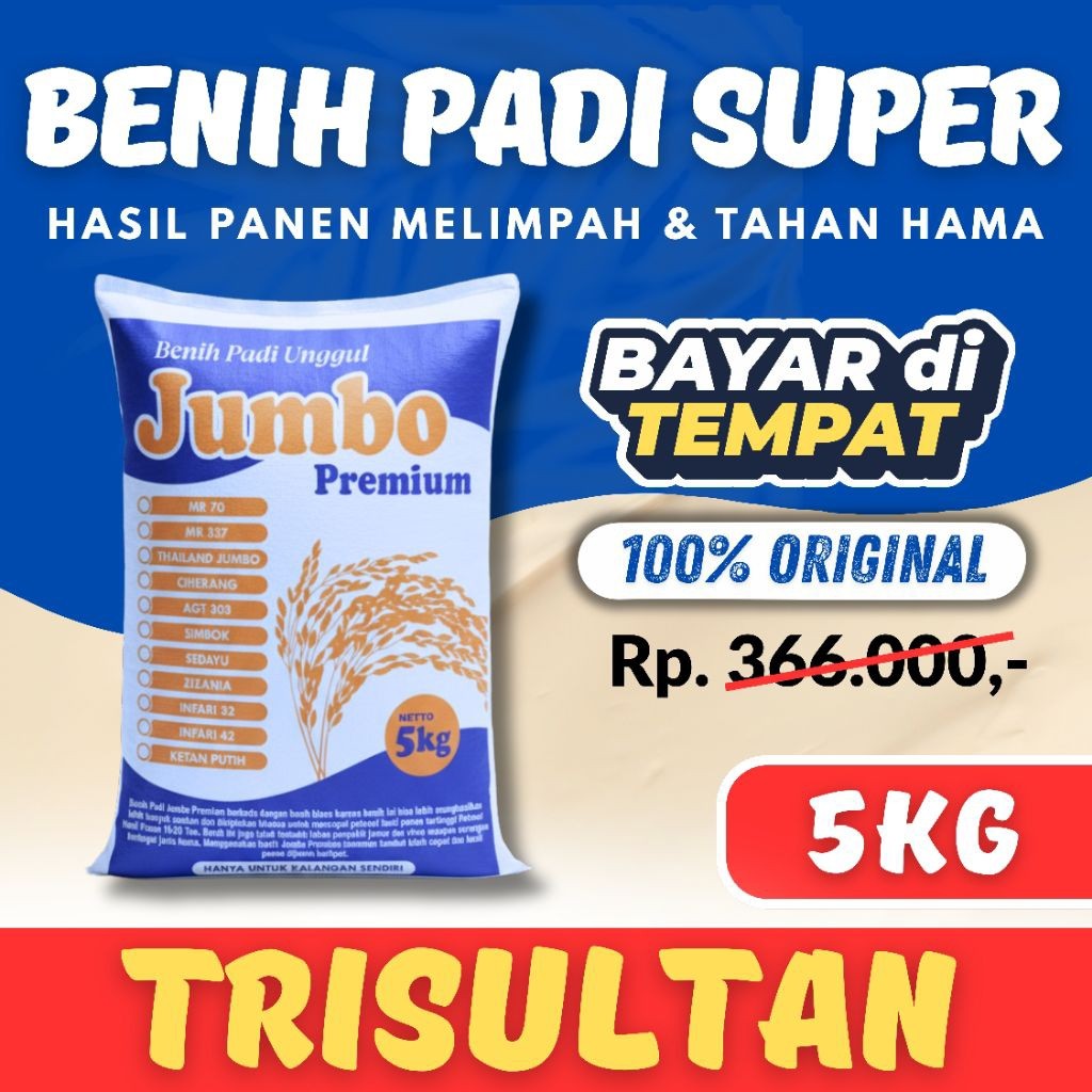 Bibit Benih Padi Trisultan Kemasan 5kg Original