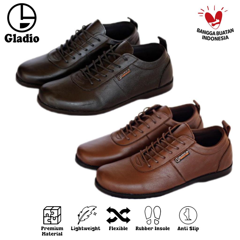 Gladio Klasik Sepatu Pria Kasual Berbahan Kulit Sapi Asli