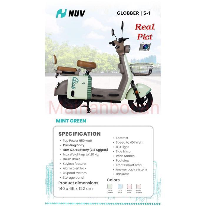 PROMO PUNCAK 8-8  (GARANSI UANG KEMBALI KLAU ADA RUSAK ATAU TIDK SESUAI) SEPEDA LISTRIK NUV GLOBBER 