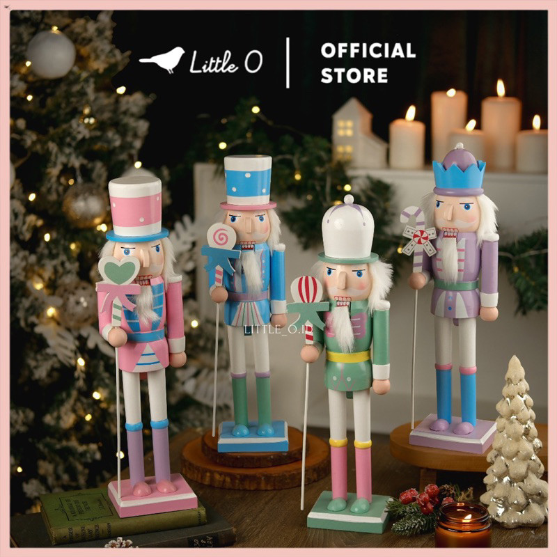 (Moduno) Little O Christmas Nutcracker soldier patung natal dekorasi natal hiasan natal impor akseso