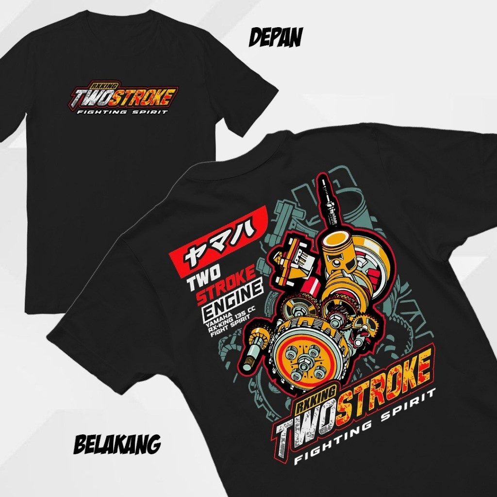 Kaos Two Stroke Engine Yamaha RX King / Kaos Distro Pria Wanita Kaos Oblong Nyaman Simpel Keren Terb