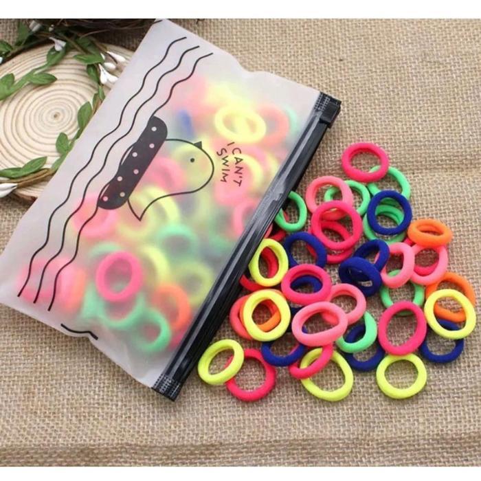 Karet ikat rambut 50pcs ikat rambut donat anak - Karet Donat 50pcs