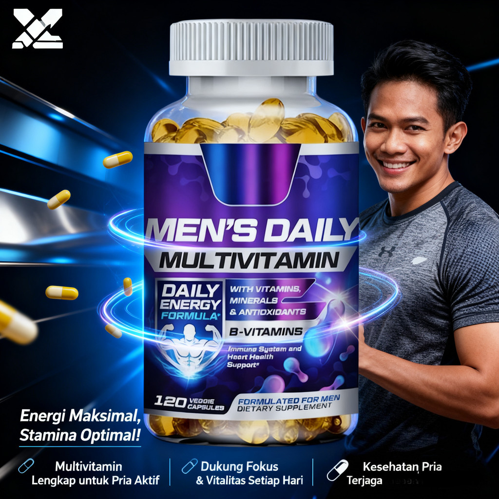 Multivitamin Pria Dewasa - Daya Tahan, Energi Vitalitas, 120 Kapsul dengan Vitamin B Kompleks CO3064