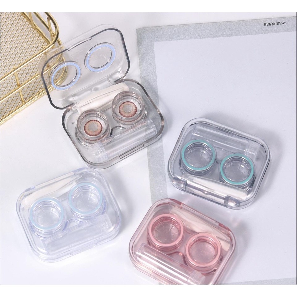 Softlens Case Bening Plastik Tempat Kontak Lensa + Penjepit + Tongkat Tempat Softlens Bening Satu Se