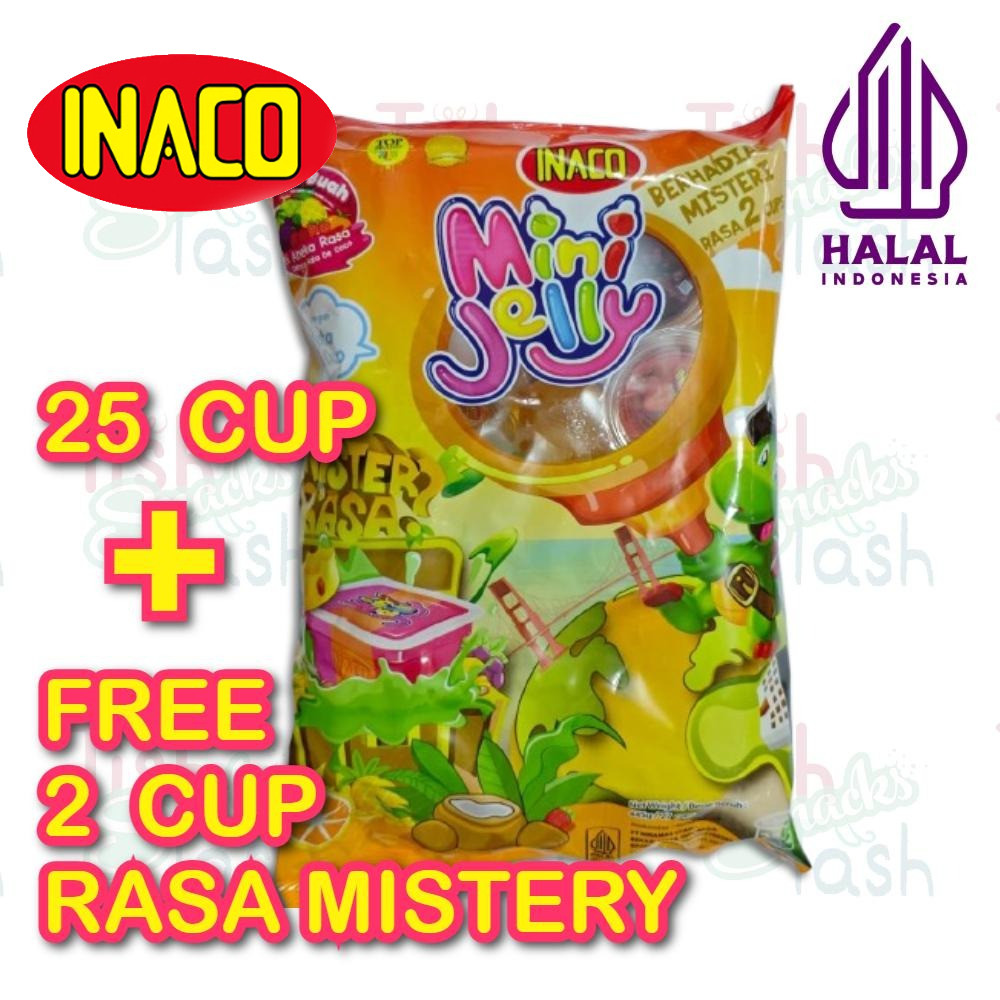 Inaco Mini Jelly  Juice Nata De Coco 25 + 2 Cup Mistery - Puding Kecil Stroberi Mangga Jeruk Apel An