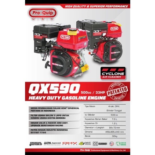 Mesin Bensin Penggerak Serbaguna Proquip QX590 33 hp 33 pk