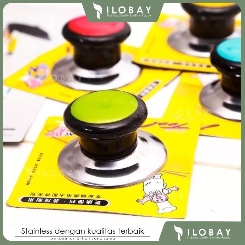 knop knob handle pentol tutup kaca panci warna warni / pentolan pegangan tutup panci kaca stainless 