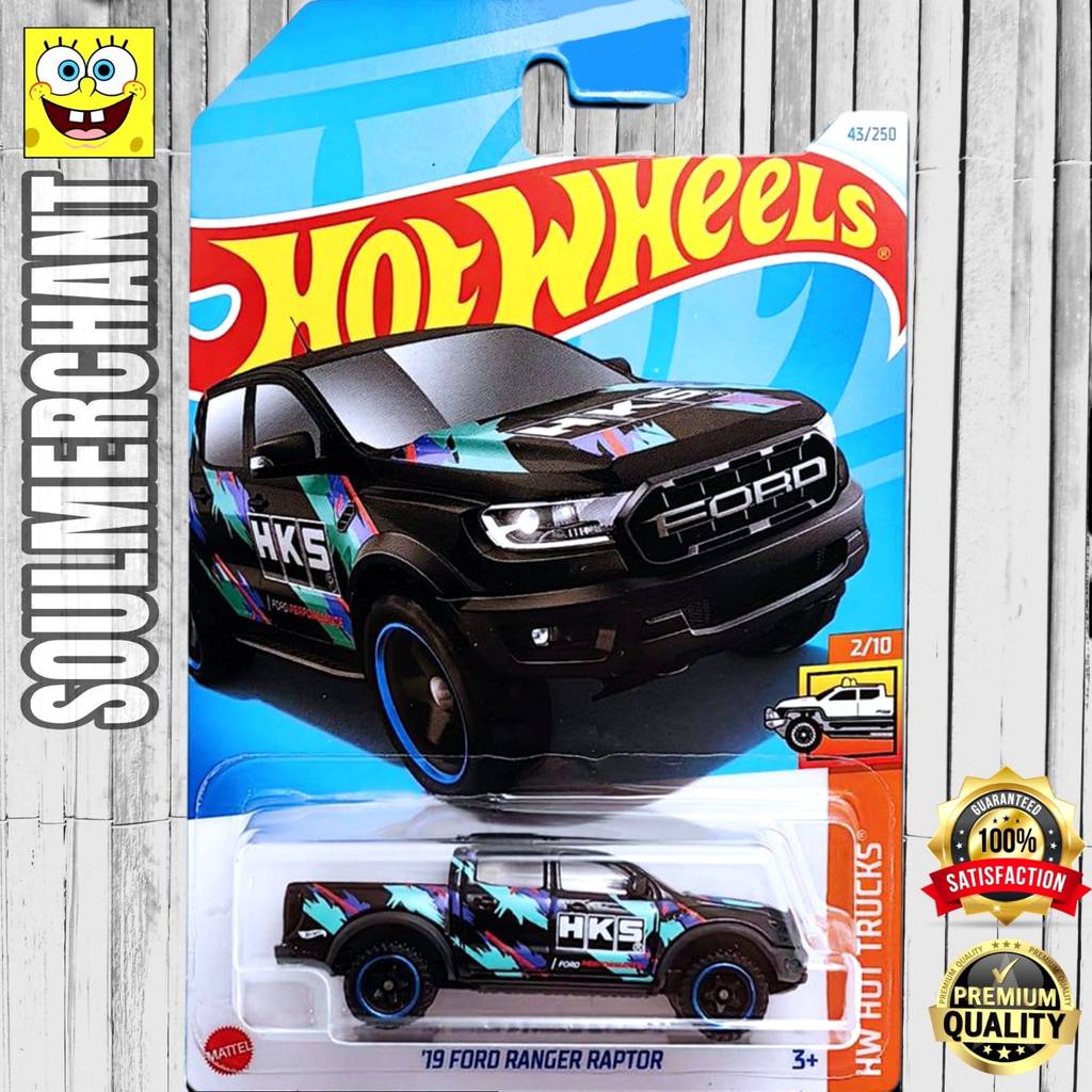 Hot Wheels 19 Ford Ranger Raptor HKS Hitam Diecast Mobil Offroad
