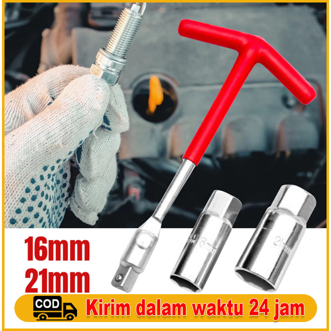 8 inch Kunci busi FLEXIBLE 16MM+21MM 2in1 fleksibel sock sok spark plug