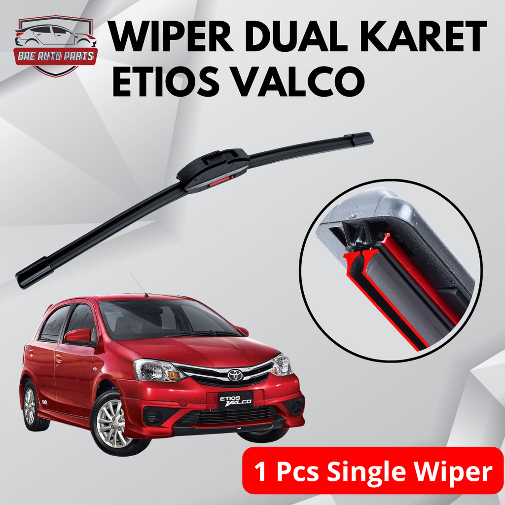 Wiper Double Karet Model Frameless Untuk Mobil Toyota Etios Valco