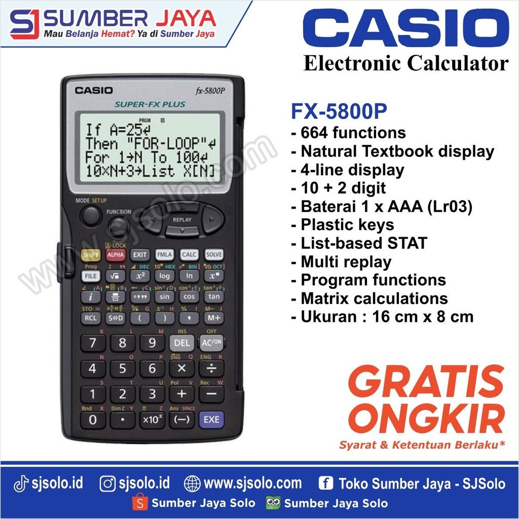 Kalkulator Casio FX-5800 P Scientific Calculator FX-5800P Original