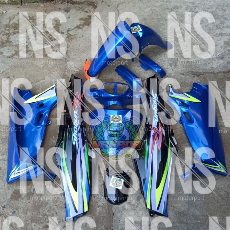 FULLSET FULLSET COVER BODY SHOGUN 110 R NEW FULL SET HALUS BIRU HITAM 2002