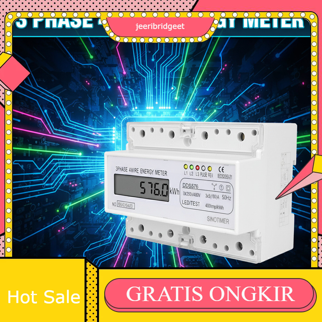 KWH Meter Digital 3 Phase Din Rail KWH Watt Hour Din Rail Energy Meter LCD 100A 3x230  400V