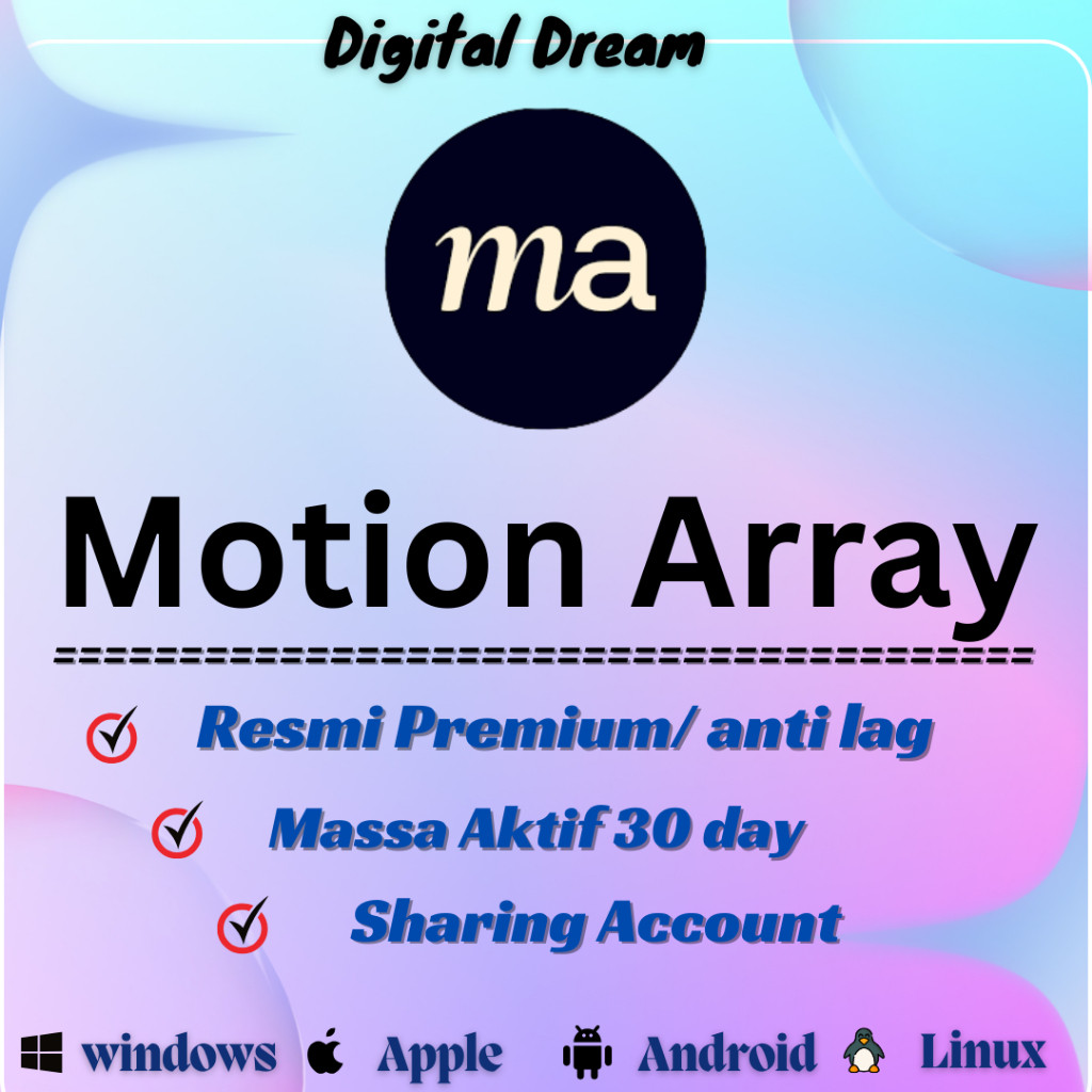 Array Premium* [ MONTHLY]* Platform Pembuat Film Pembuatan Video Akun Asli Motion Array Premium