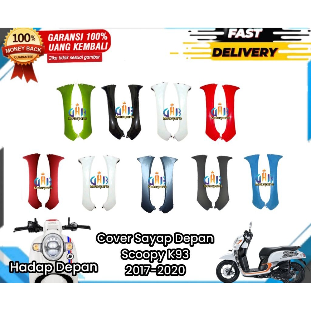 Cover Sayap depan Kiri kanan legshield luar cover body depan scoopy fi esp k93 new 2017-2020 hitam h