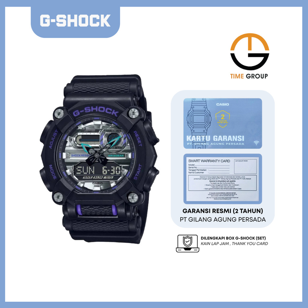 JAM TANGAN PRIA CASIO G-SHOCK GA900AS-1ADR GOLD AND PURPLE SIDED BEZEL RESIN STRAP