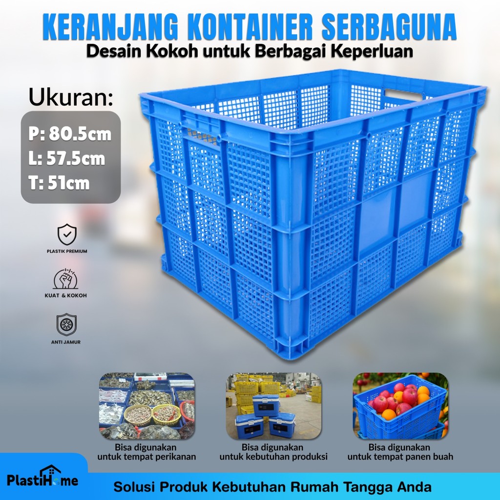 TERLARIS PlastiHome Keranjang Plastik Industri Besar Tebal & Kuat Keranjang Pabrik / Gudang / Panen
