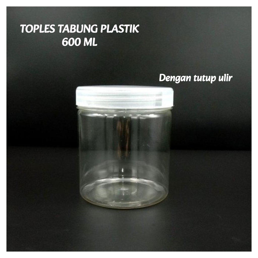 Toples Tabung Silinder 500ml 600ml 500 600 ml Jar Plastik Bening Kue Kering Snack Makanan