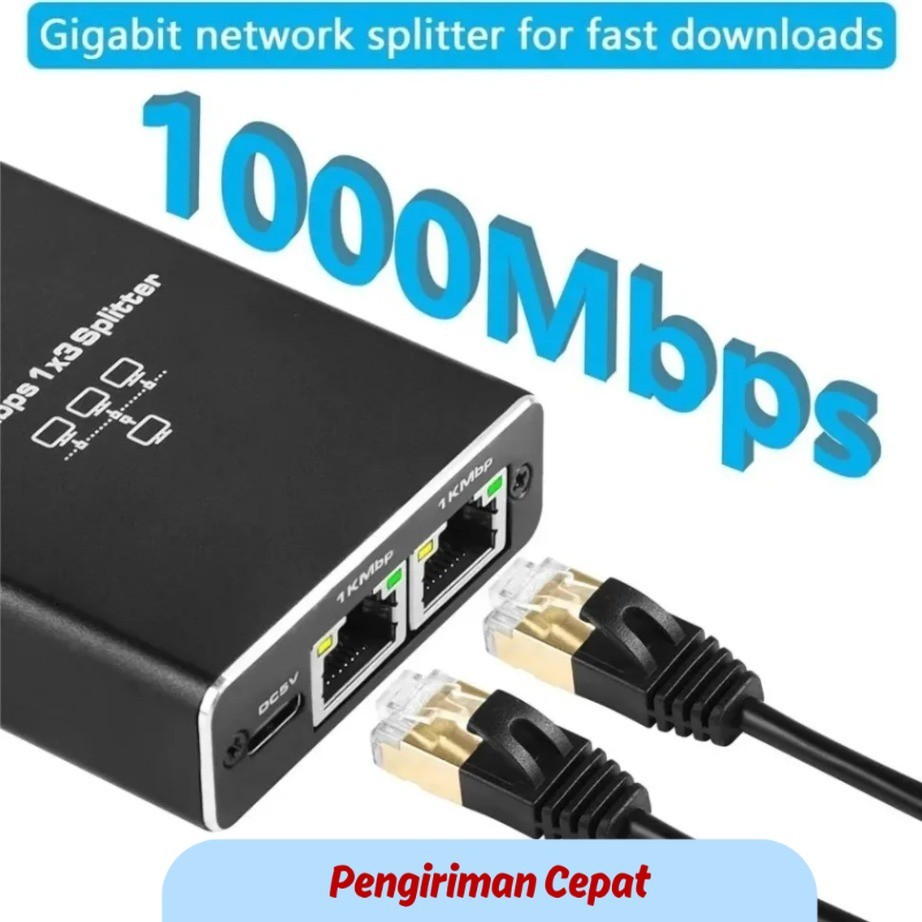 PCP Network Splitter 1000Mbps Ethernet Splitter Adapter LAN Extender RJ45 1 to 3 for PC Laptop Route