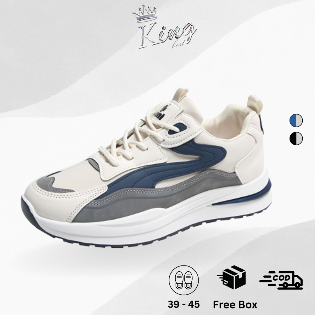 Kingbest "FREE BOX" (Size 39 - 45) Sepatu Pria Sneakers Sport Fashion Kasual Import 8117