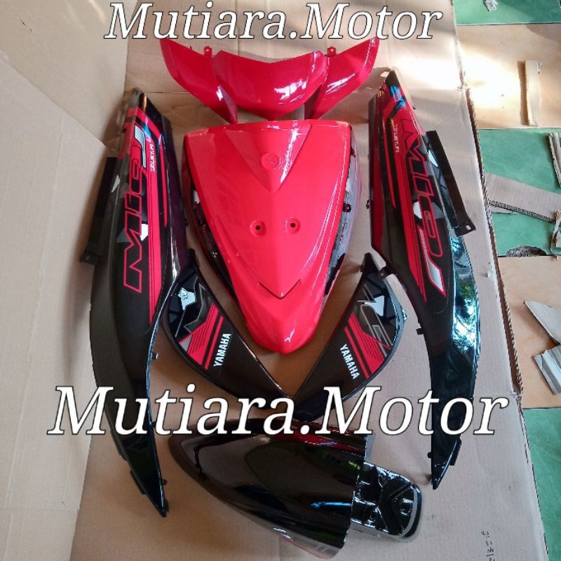 Full Body Halus Mio J Merah Hitam Striping Stiker Sudah Terpasang Terlaris & Termurah