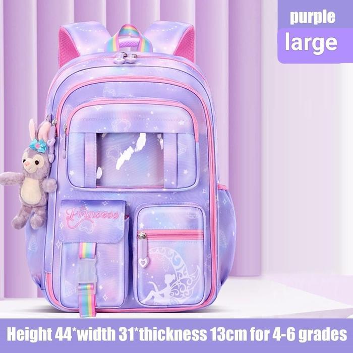 TAS RANSEL WANITA IMPORT ANTI AIR TAS SEKOLAH ANAK KULKAS SCHOOL BAG TAS PUNGGUNG WANITA - Ungu, Bes