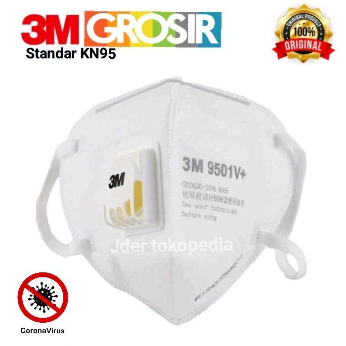 Masker N95 Merk 3M tipe 9501V+ Original box plastik