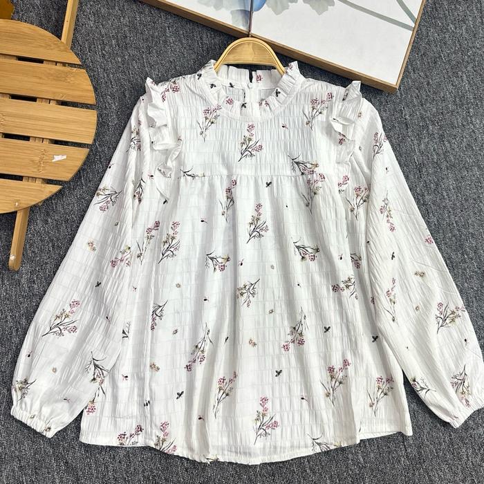 SALE - Blouse Ruffle Flowers Korean style | Baju Atasan nita Kekinian Fashion Muslim - B03 Lily