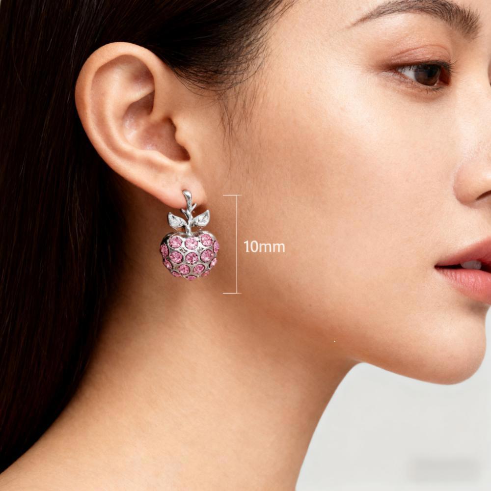 Anting Apel Kilau Glamour Glamorousky dengan Kristal Austria Pink — Perhiasan Wanita Mewah Berkilau 