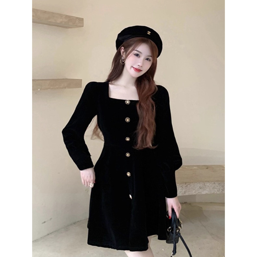 Baju Dress Hitam Wanita Kekinian Press Body Korean Style Mini Fairy Dress Pesta Mewah Elegan Black D