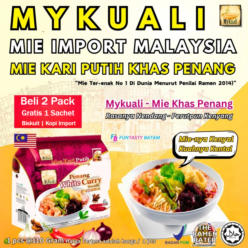 Mie instan Malaysia Oleh Oleh Penang Mykuali White Curry Instant Import Ramen Maggie Maggi Samyang