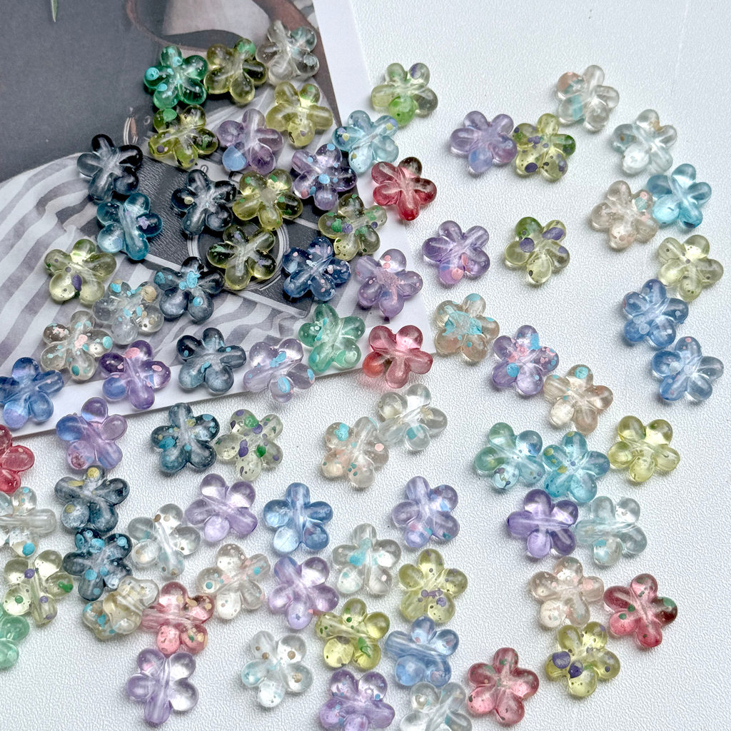 10 gr Manik-manik Akrilik Clear Colorful Dots - BUNGA PLUM BLOSSOM