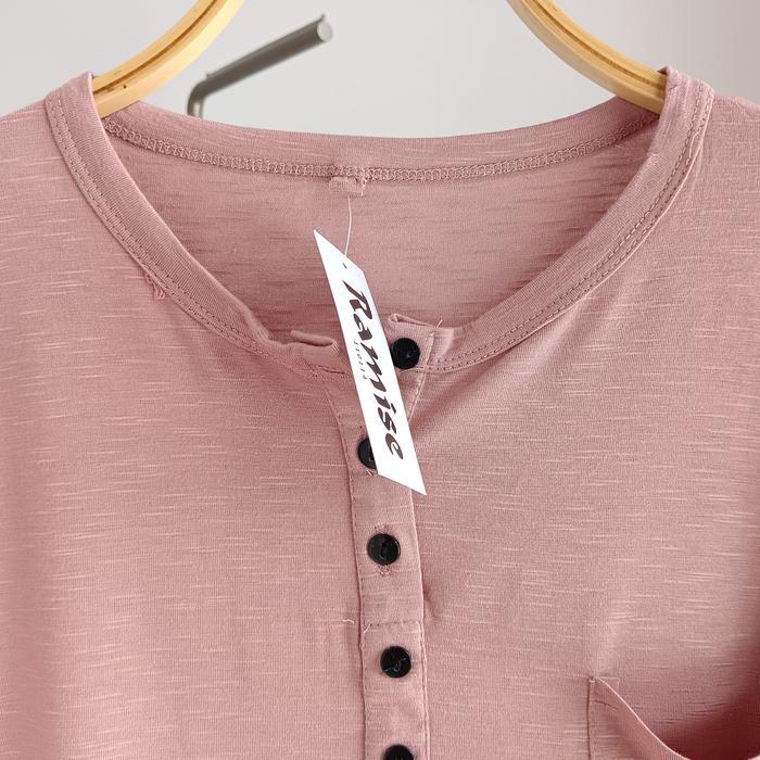 promo  -Atasan Oblong Basic Rayon Ramise - Kaos Lengan Panjang Busui Friendly - Baju Oval Kancing Ra