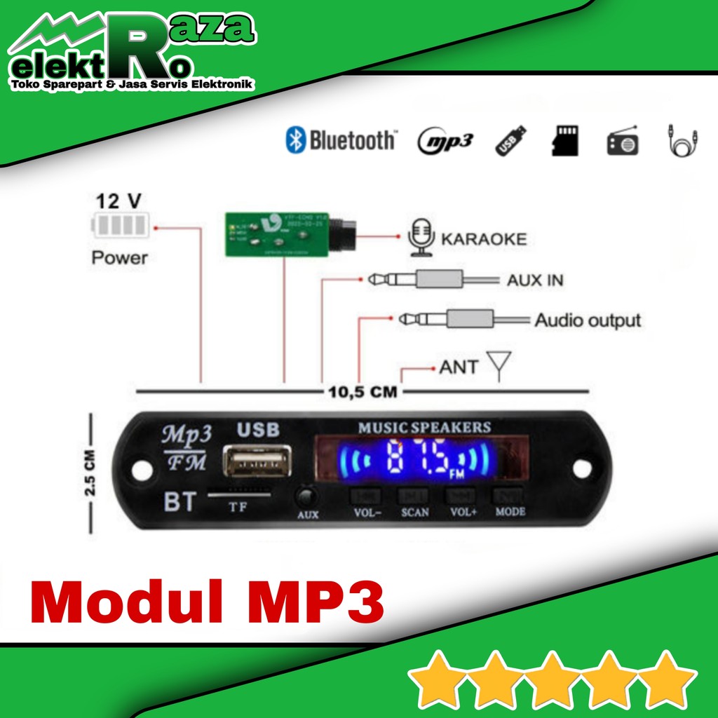 Modul Mp3 kit modul bluetooth USB AUX FM RADIO 12V