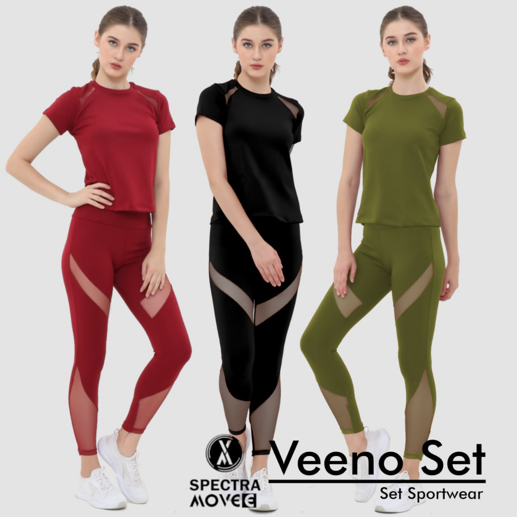 Setelan senam VEENO SET baju senam wanita setelan olahraga legging zumba kaos olahraga celana senam 