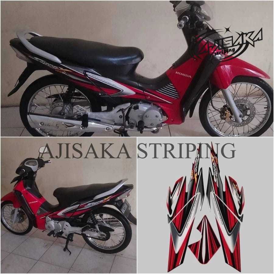 Striping Stiker Honda Supra X 125 D 2006 merah hitam original