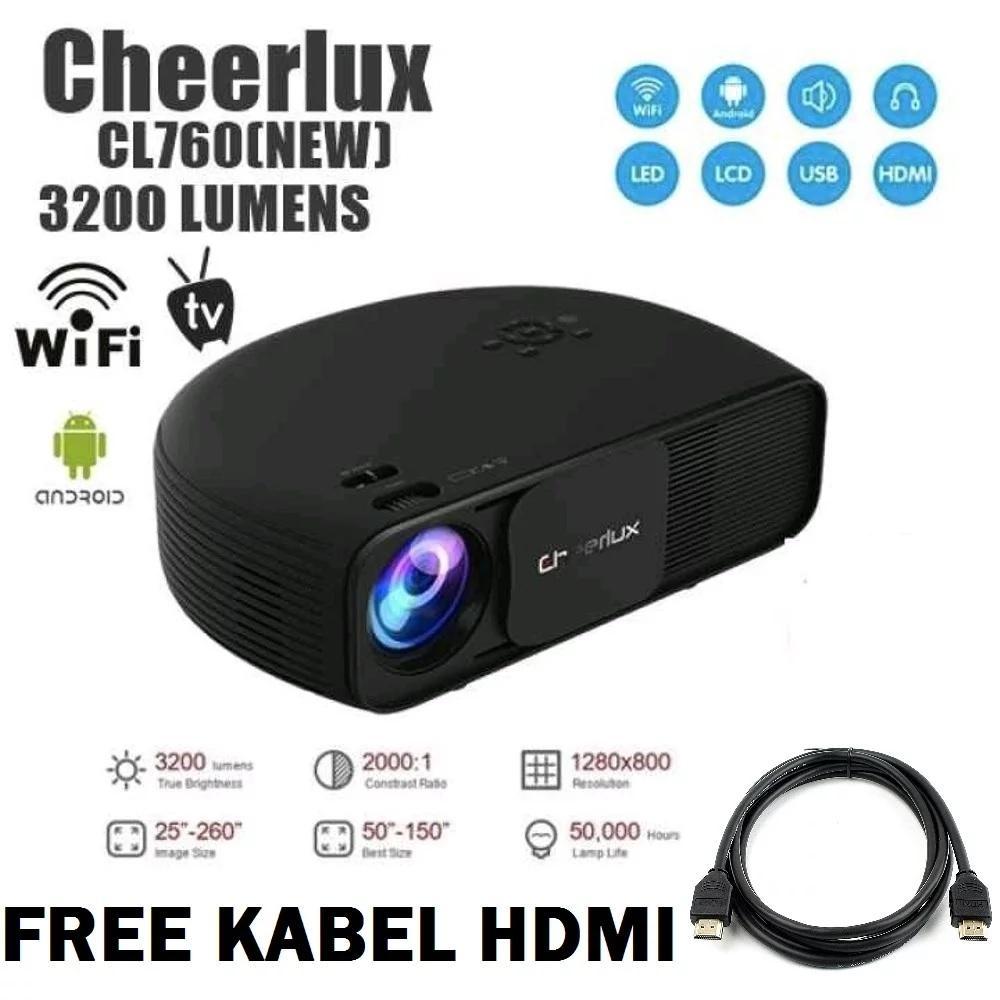 Projector Cheerlux CL760 Android Wifi 3200 Lumens HD 1280x800 Projector ORIGINAL