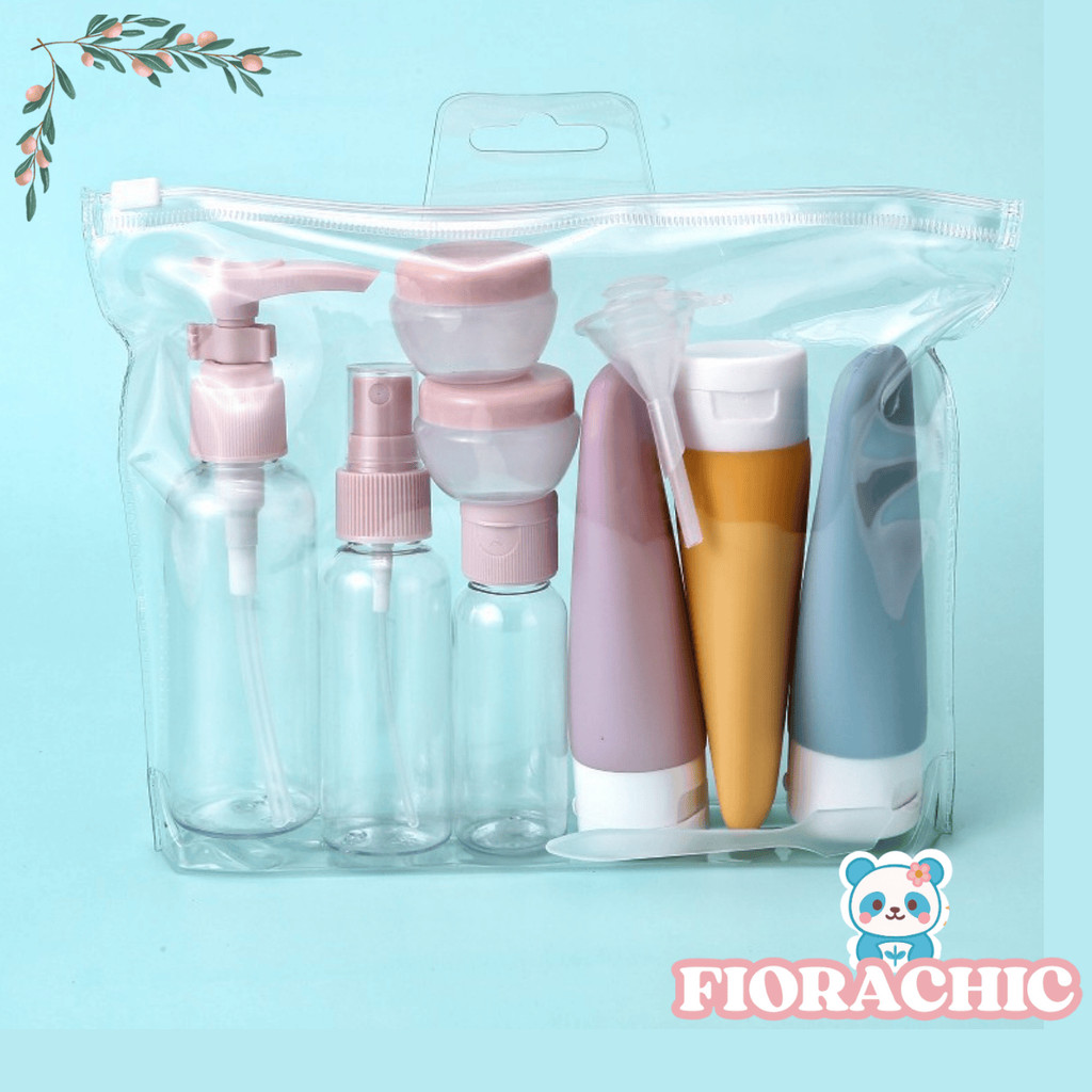 FC- Botol Travel Kit isi 10pcs H1081 Perlengkapan Lotion Sabun Skincare Praktis Wadah Isi Ulang