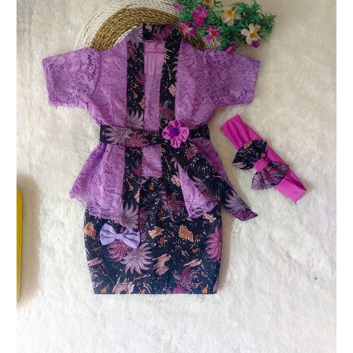 KOKKISHOP  Kebaya Anak Modern Lengan Pendek Katun Furing