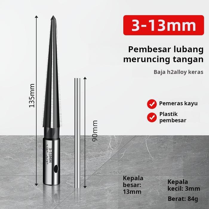 Mesin perluasan lubang genggam reamer taper, alat talang lubang pertukangan kayu, mata bor spiral re
