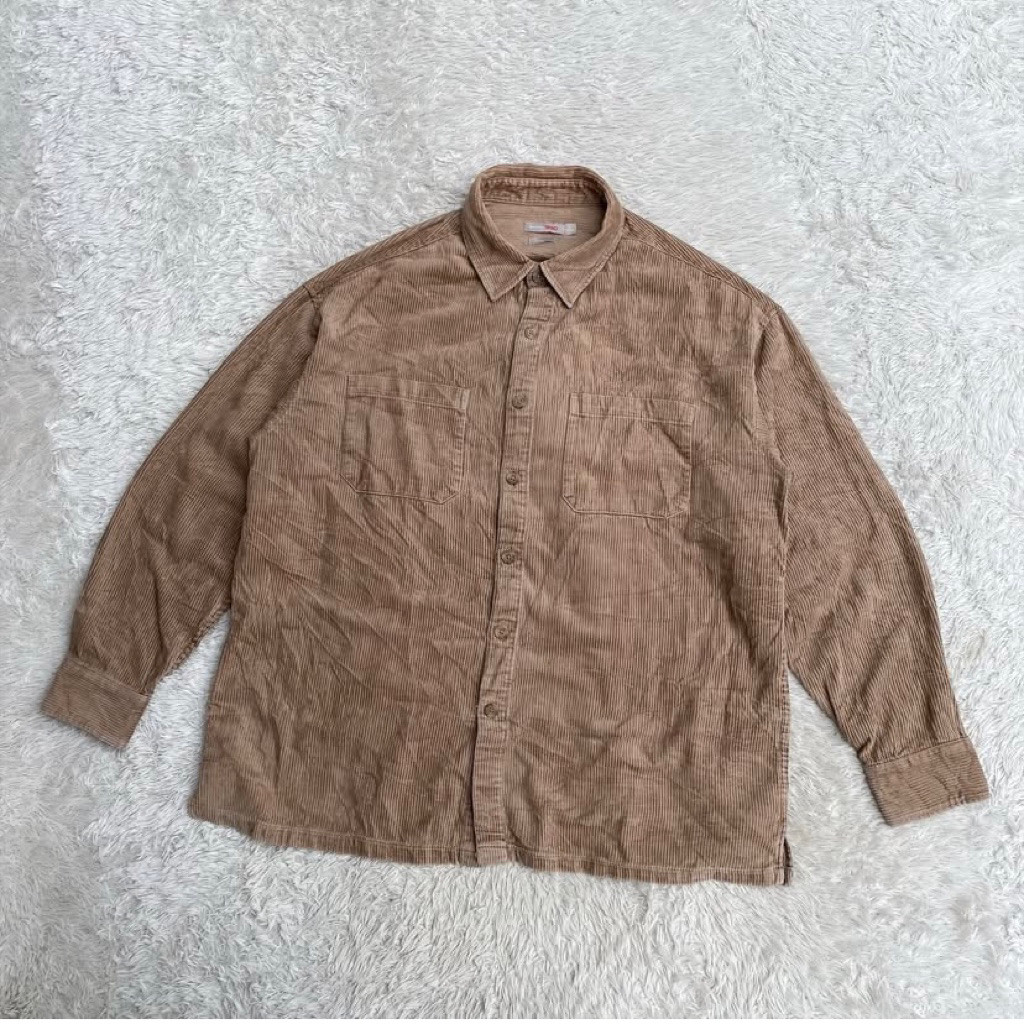 Spao Kemeja Corduroy Stand Collar Long Sleeve Shirt Regular Fit