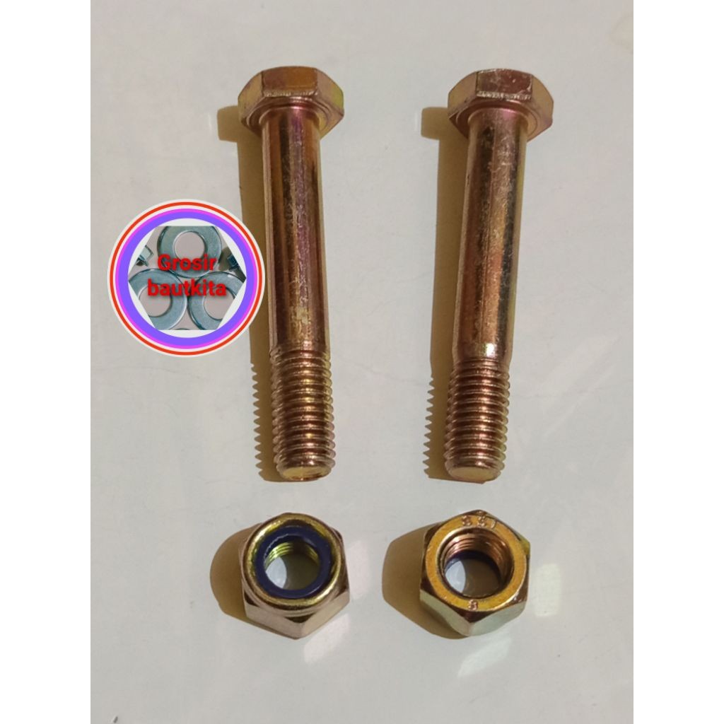 COD 1,PASANG ,BAUT 17,BAUT DAN MUR, BAUT PANJANG 6,2 cm. BAUT 8.8 BMK M10*62MILI, BAUT HEXAGONAL KON